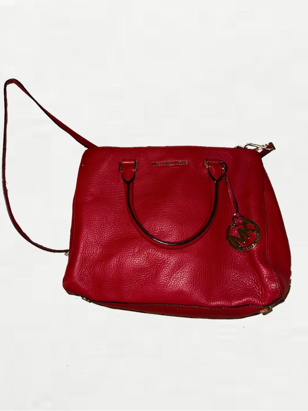 Michael Kors Red Pebbled Leather Bag with Gold Hardware